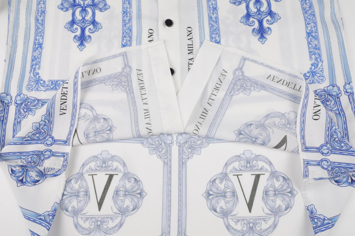 Langarm-Sommerhemd mit Majolica All-Over-Print - Vendetta MilanoHemd
