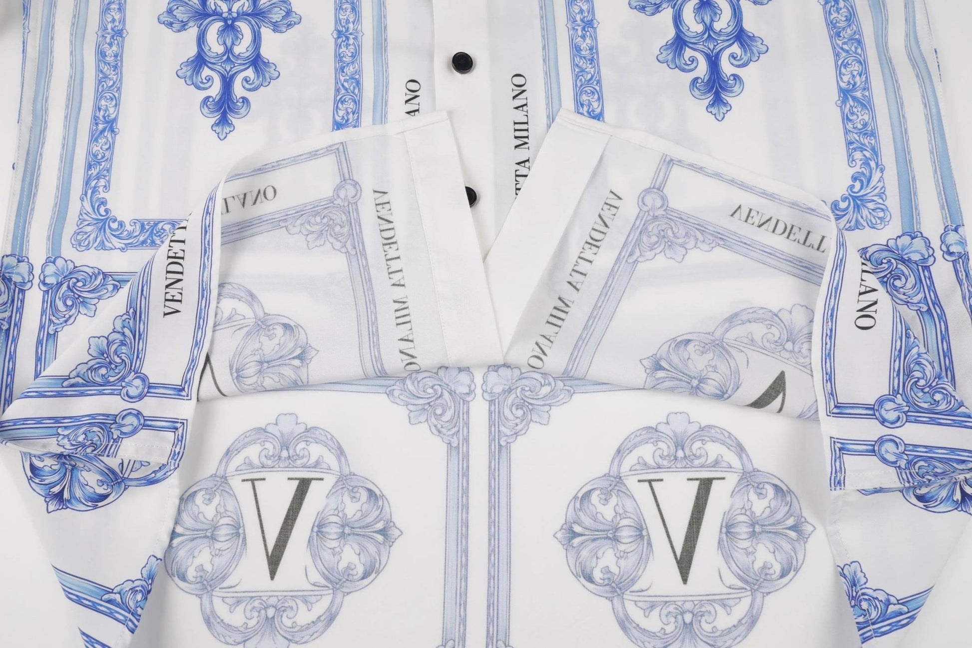 Langarm-Sommerhemd mit Majolica All-Over-Print - Vendetta MilanoHemd