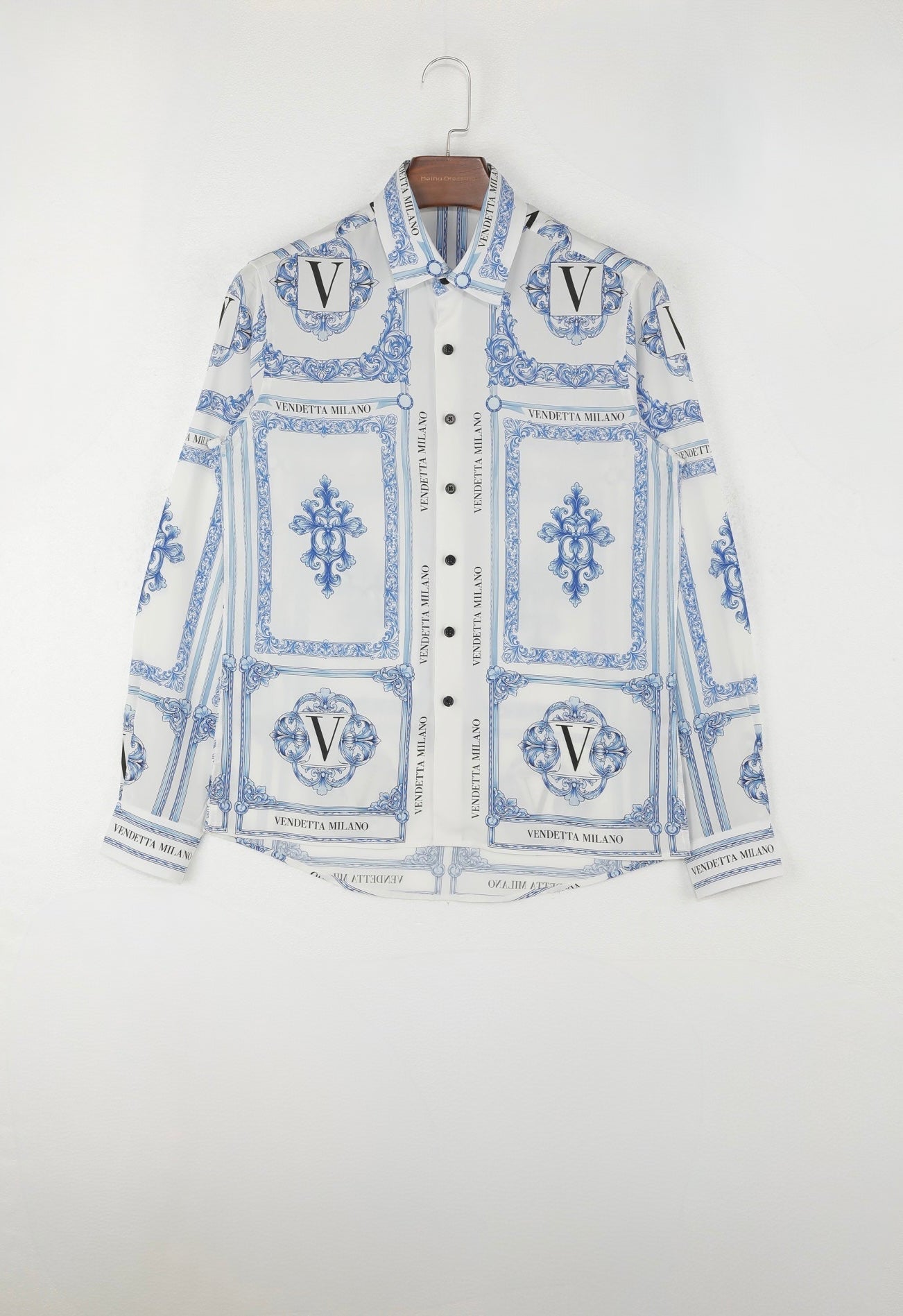 Langarm-Sommerhemd mit Majolica All-Over-Print - Vendetta MilanoHemd