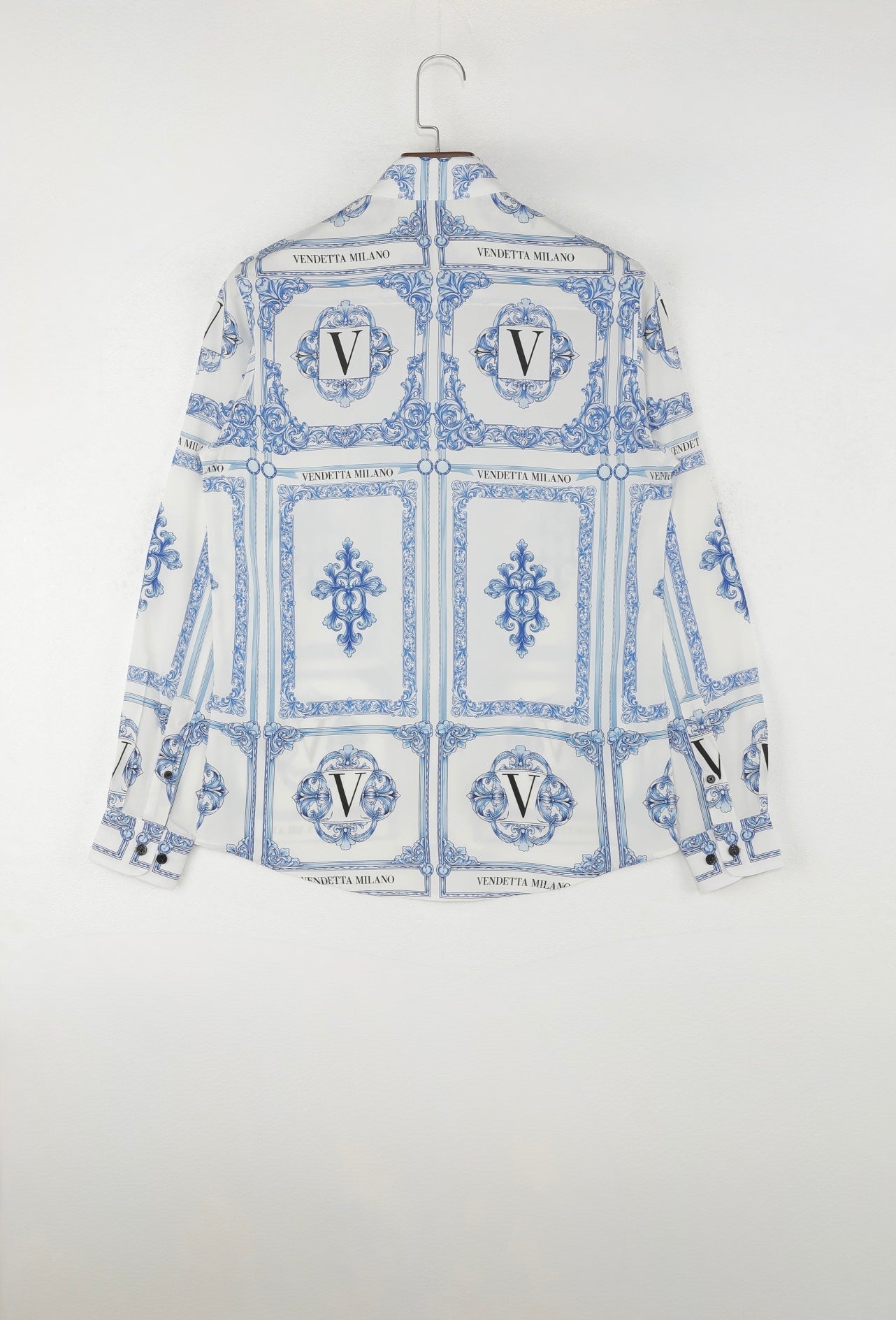 Langarm-Sommerhemd mit Majolica All-Over-Print - Vendetta MilanoHemd