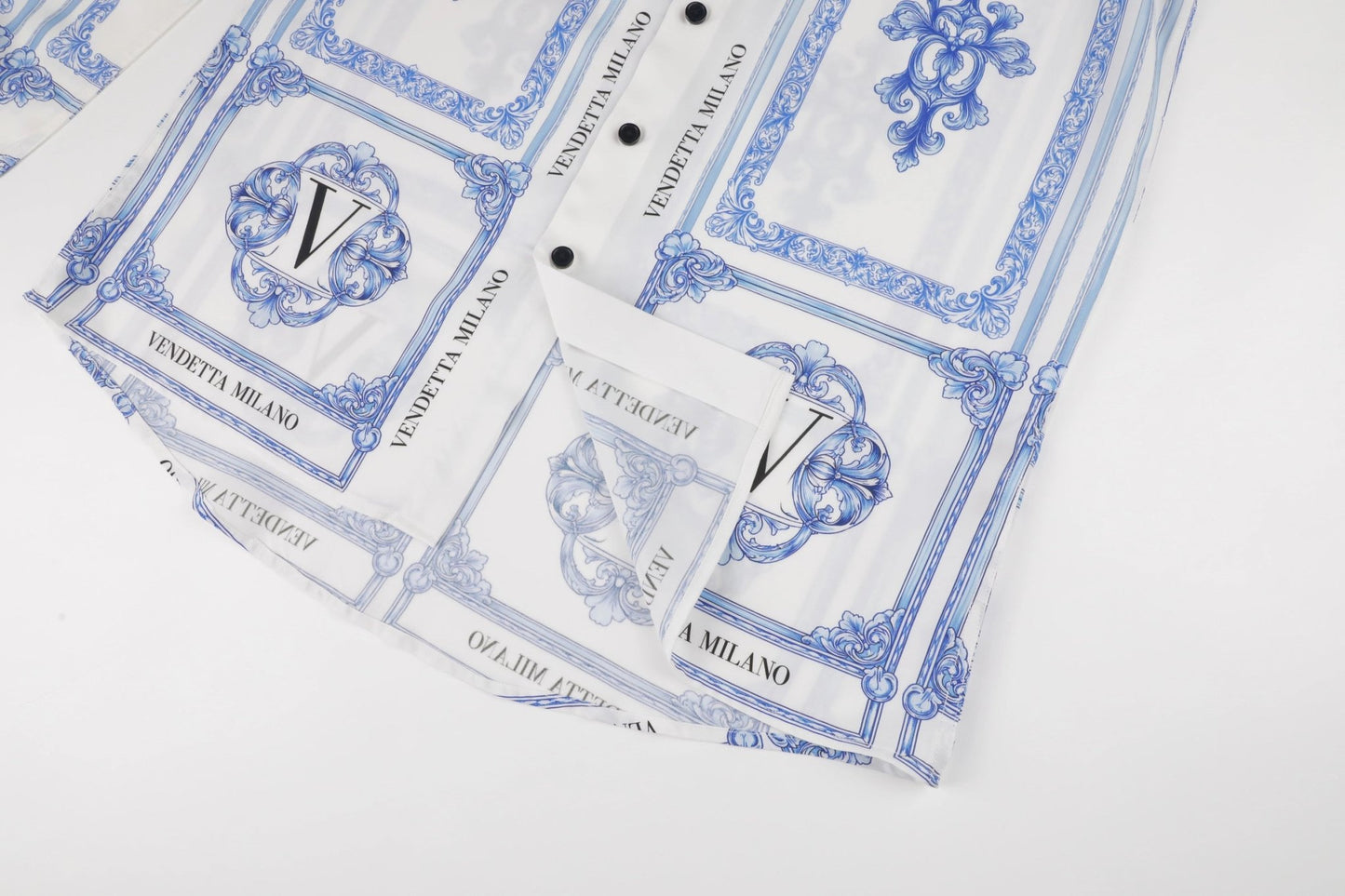 Langarm-Sommerhemd mit Majolica All-Over-Print - Vendetta MilanoHemd