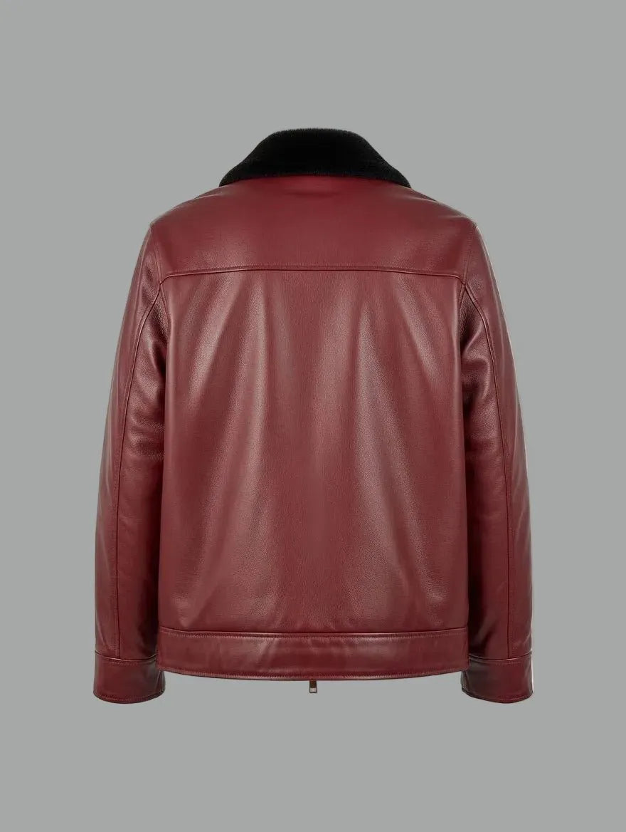 Rote Lederjacke Rosso Imperial – Rückansicht